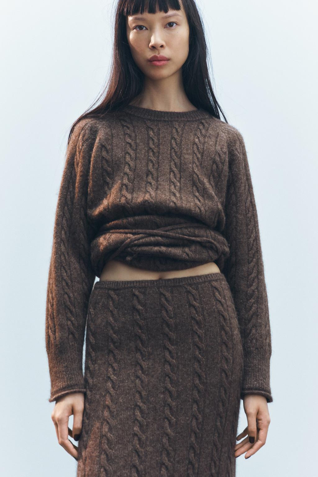 CABLE KNIT MIDI SKIRT WITH WOOL - Zara фото 5