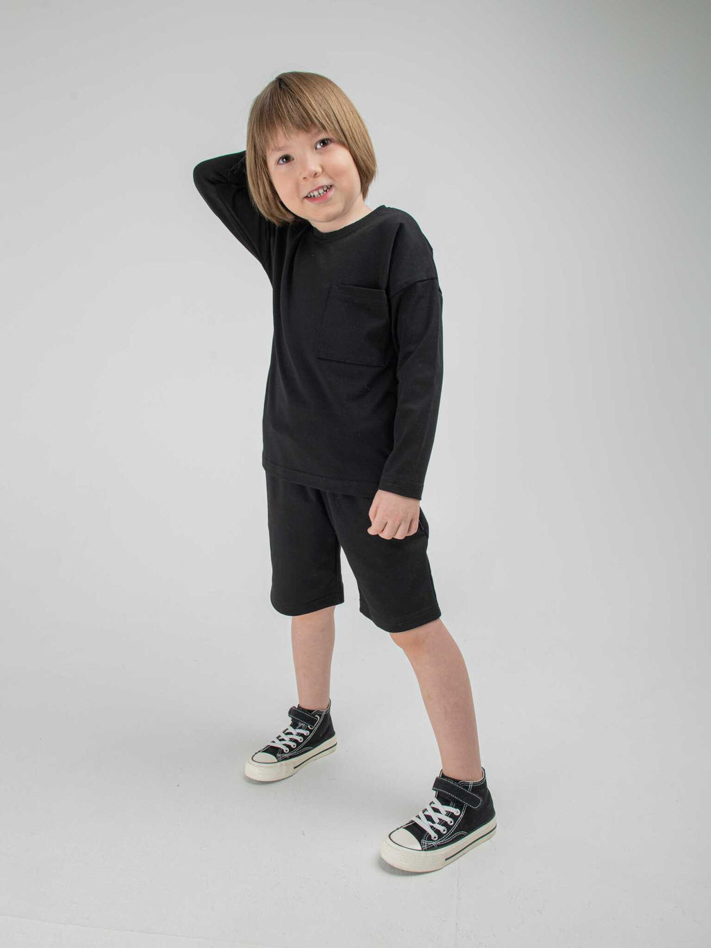 Лонгслив с карманом Уголь - Bungly фото 2