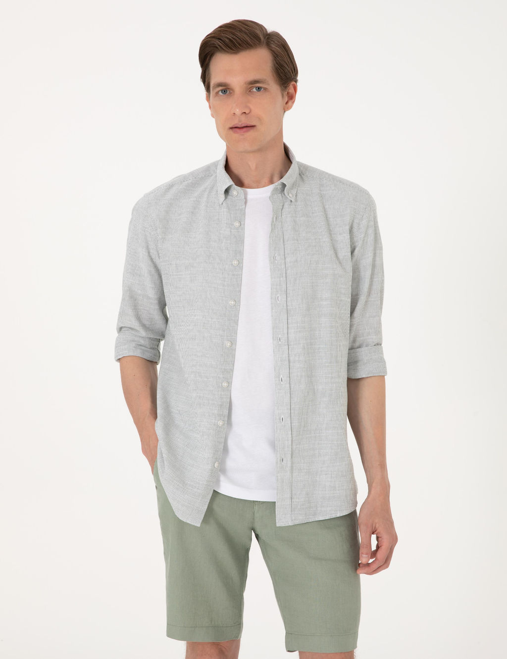 Ye_il Slim Fit Uzun Kollu G_mlek