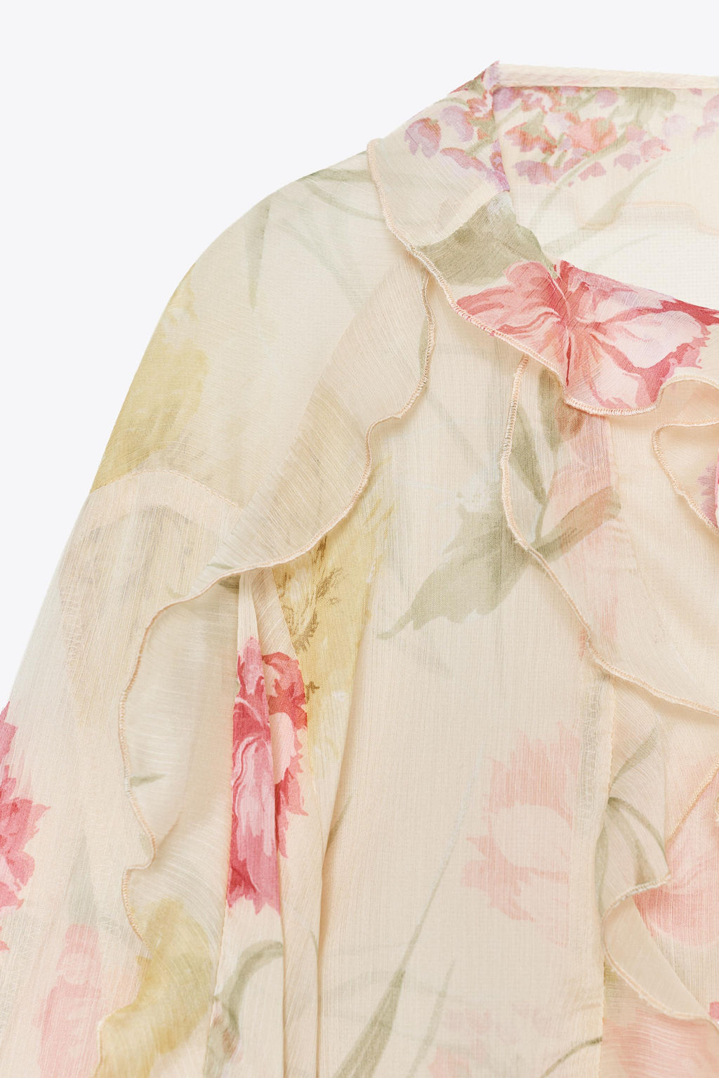 SEMI-SHEER FLORAL PRINT SHIRT - Zara фото 20