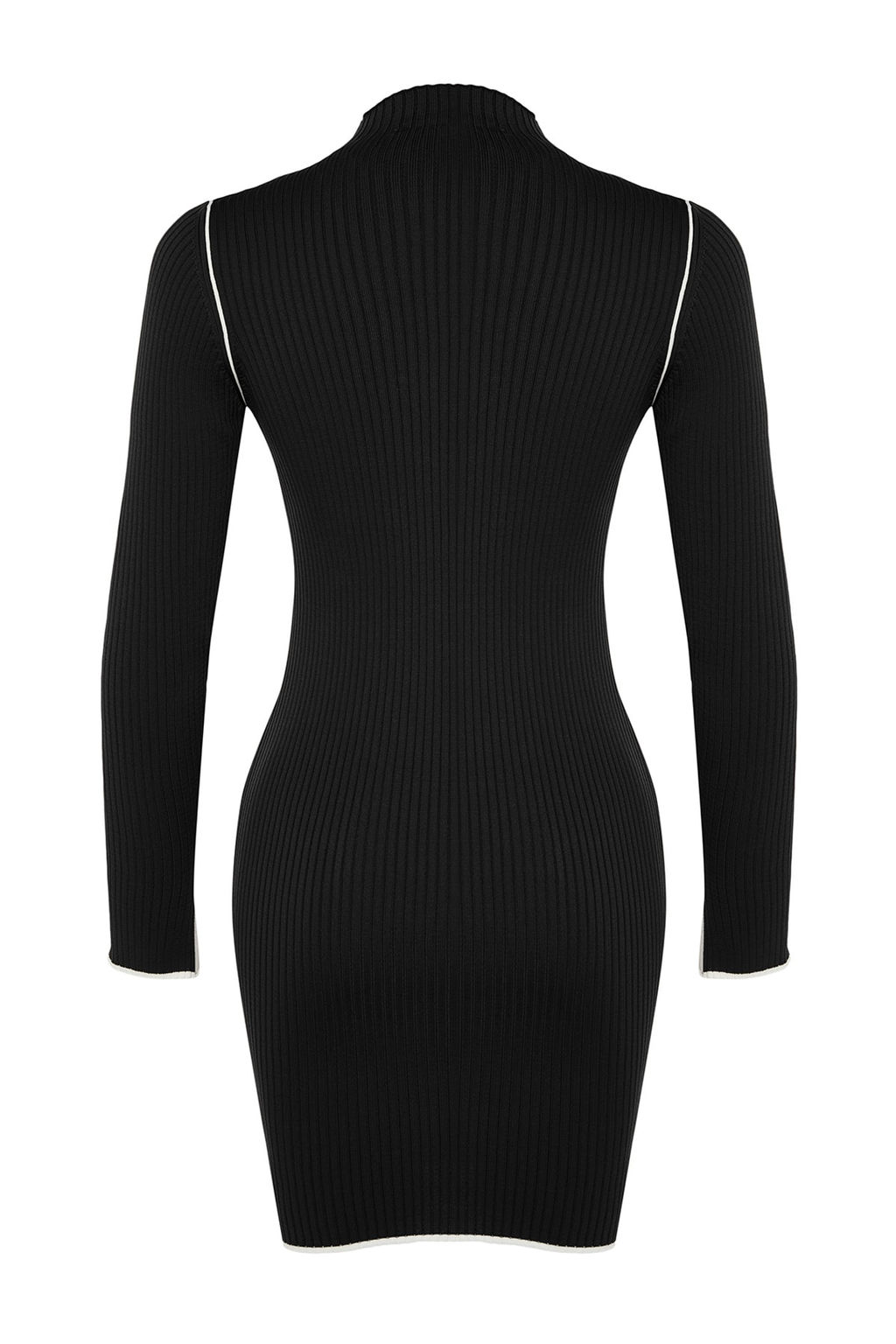 Siyah Mini Renk Bloklu Vucuda Oturan Triko Elbise TWOAW24EL00041