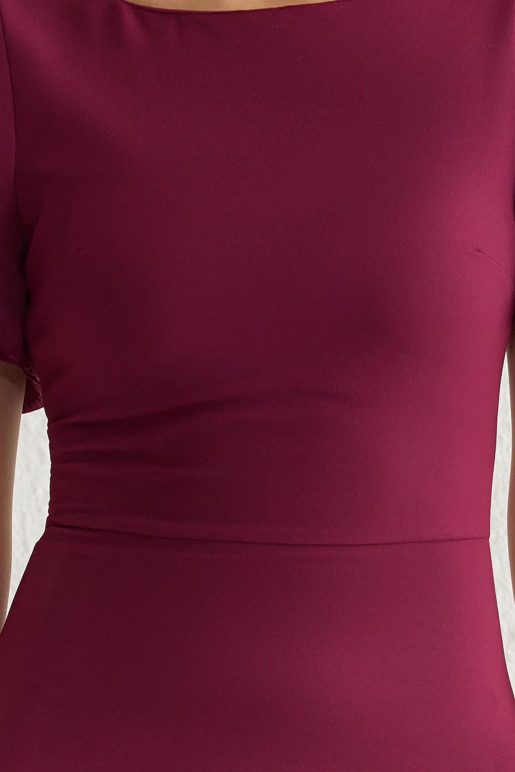 Mor Fitted/Vucuda Oturan Volanl? Astarl? Midi Dokuma Elbise TWOSS20EL1342