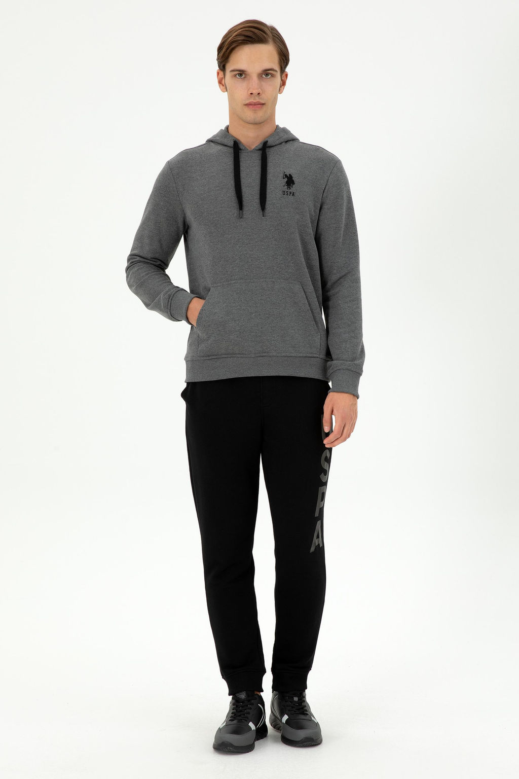 Мужской базовый свитшот антрацитовый меланж - U.s. polo assn фото 4