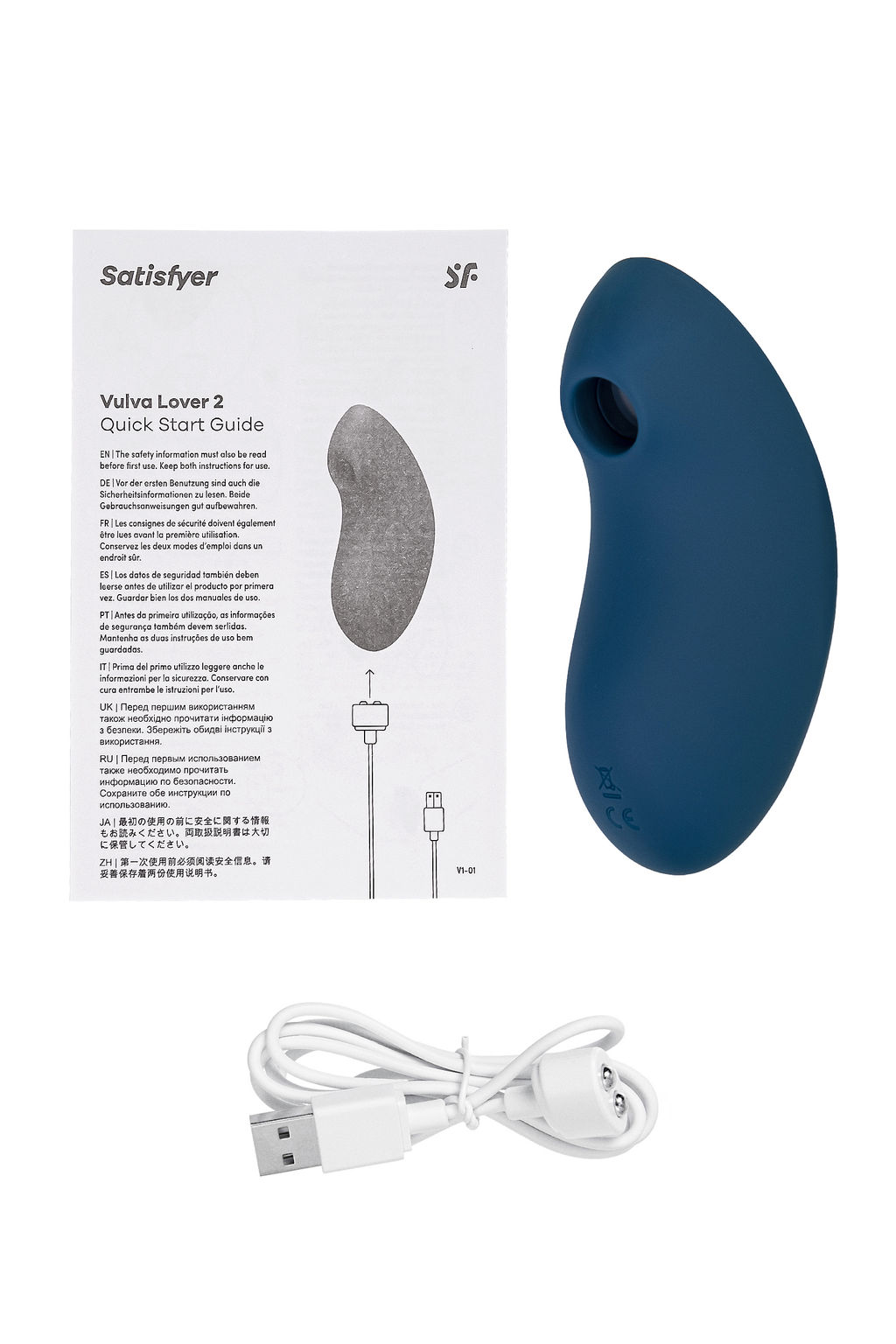 Вакуум-волновой бесконтактный стимулятор клитора Satisfyer Vulva Lover 2, силикон, синий  фото 7