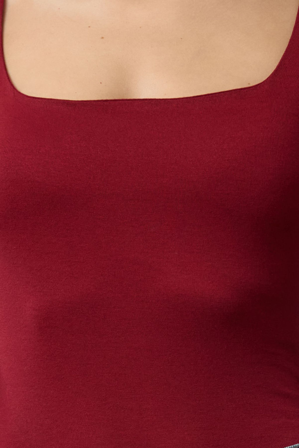 Bordo Fitted/Vucuda Oturan Kare Yaka Alttan C?tc?tl? Premium Orme Body TWOAW24BD00062