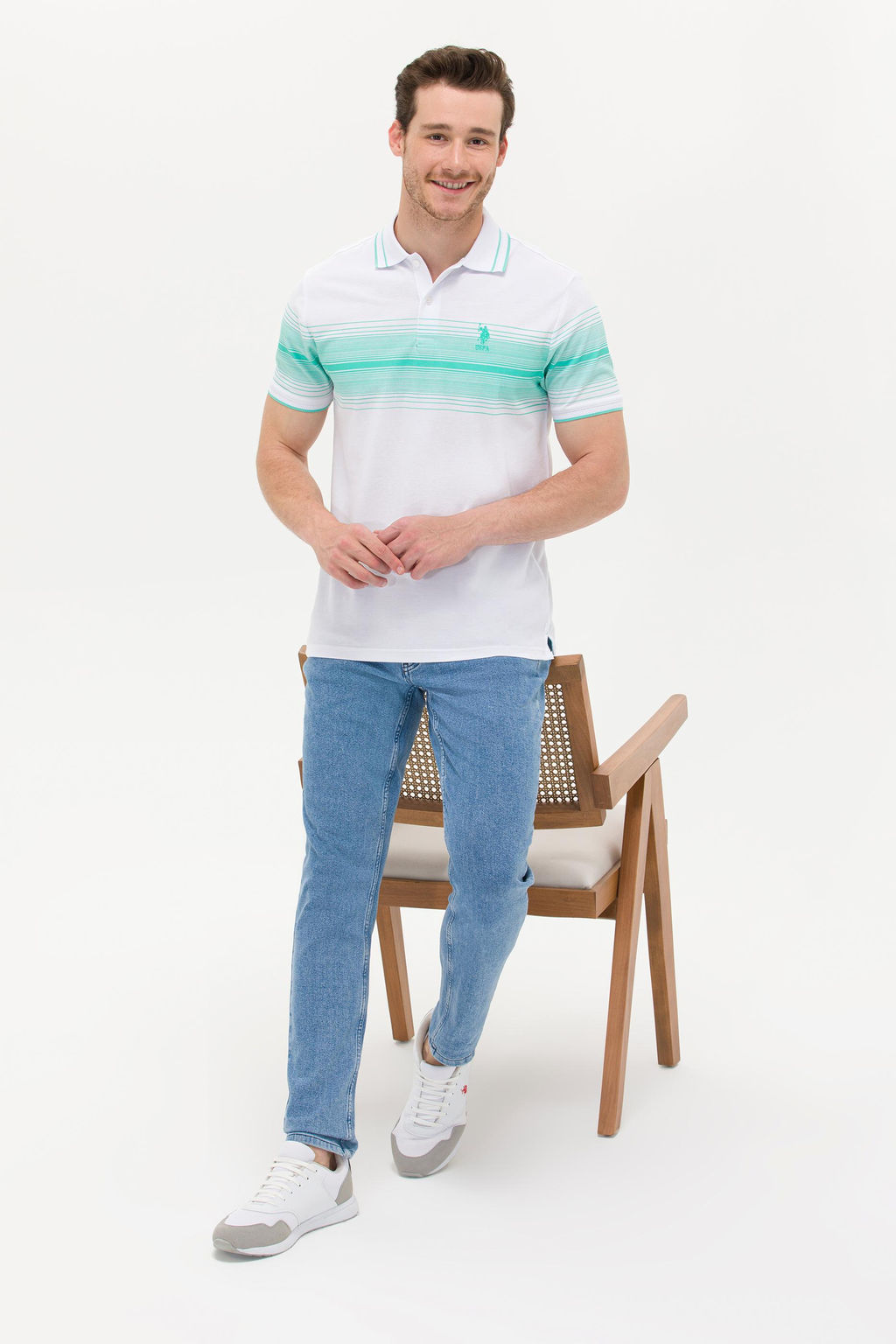 U. S. Polo Assn Мужская мятная футболка-поло - U.s. polo assn фото 4