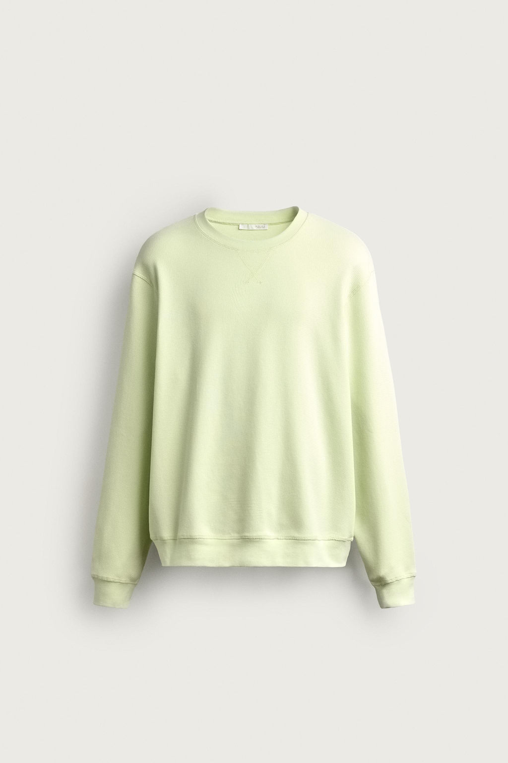 SUDADERA REGULAR FIT ESTRUCTURA WAFFLE / Lima claro - Zara фото 6