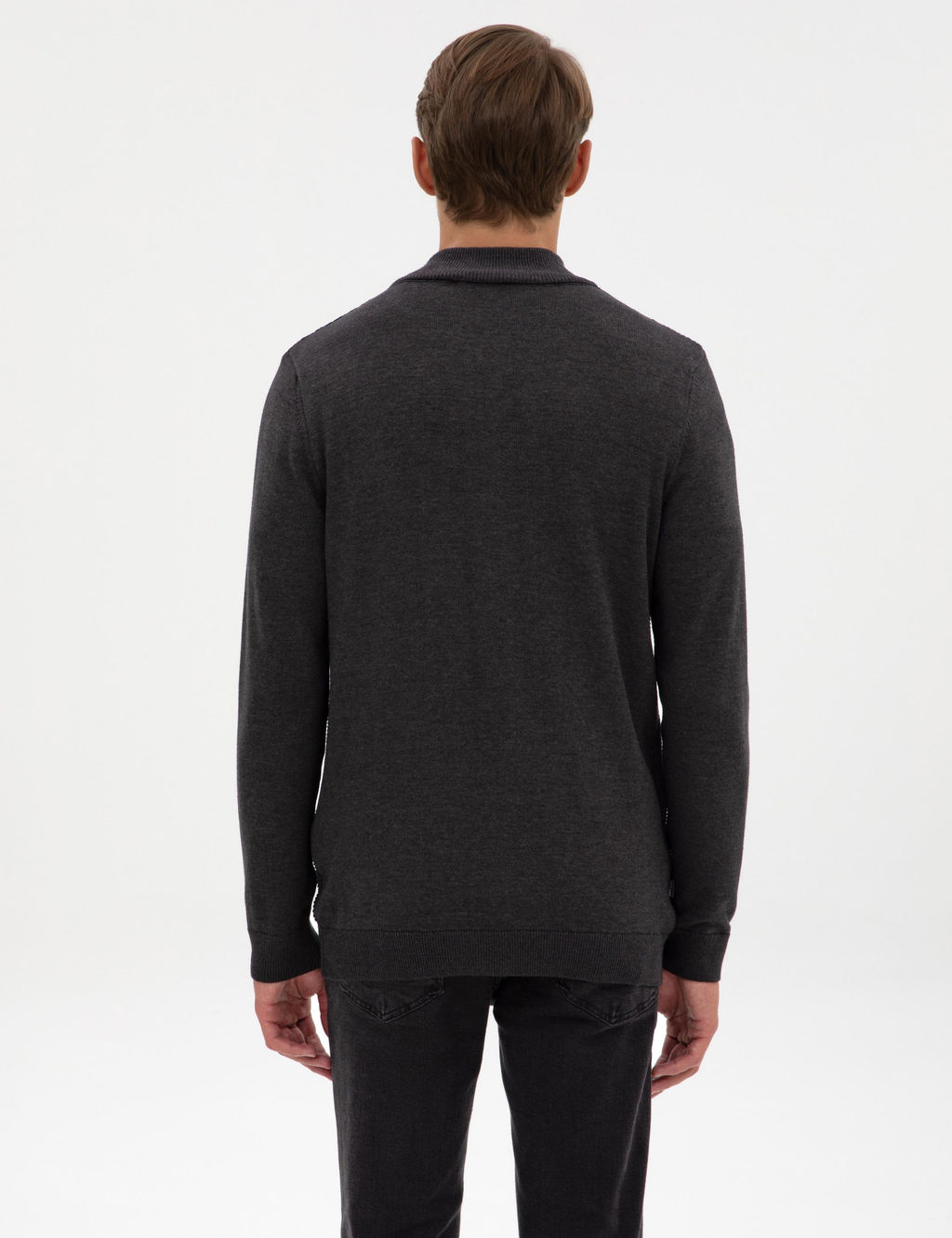 Koyu Antrasit Melanj Slim Fit Fermuarl_ Triko H_rka - Pierre cardin фото 5