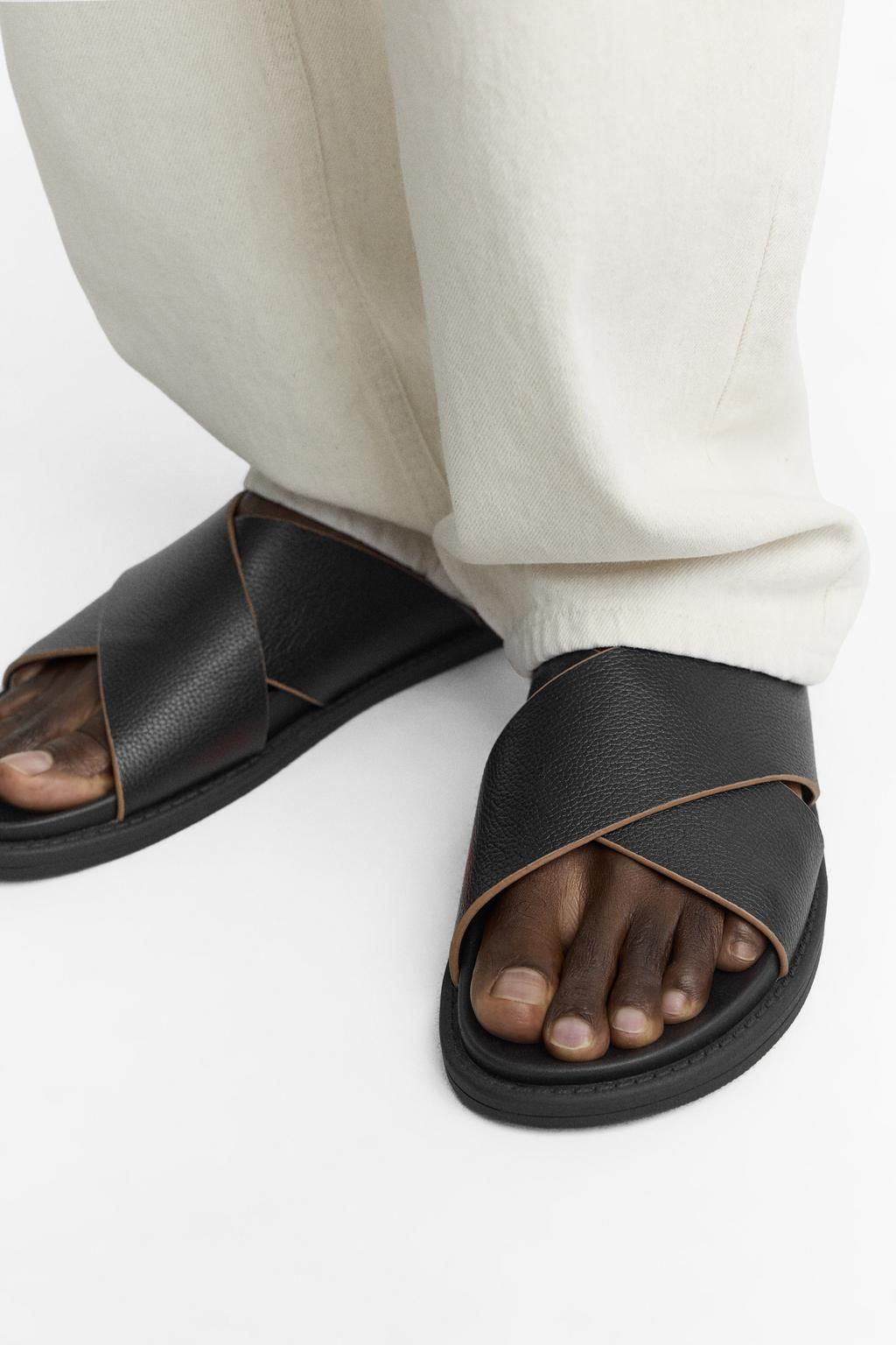 CRISS-CROSS LEATHER SANDALS - Zara фото 4