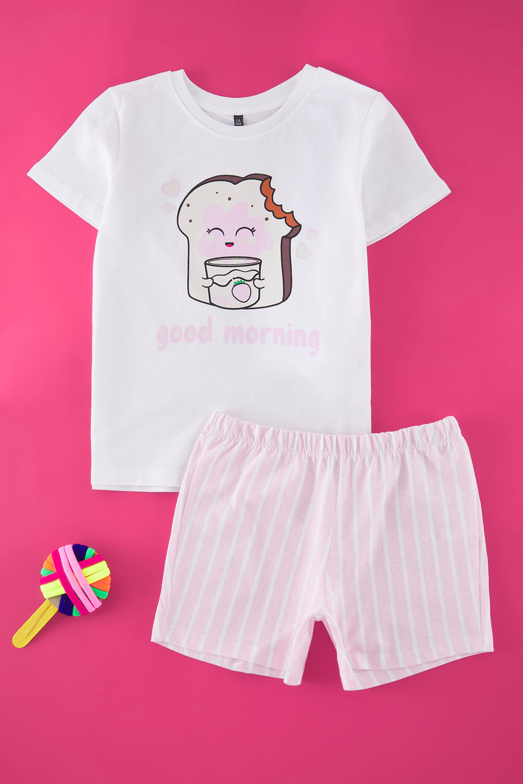 Pembe K?z Cocuk %100 Pamuk Cizgili K?sa Kol Mini Me/Anne-K?z Orme Pijama Tak?m? TKDSS25PT00022 - Trendyolmilla фото 3