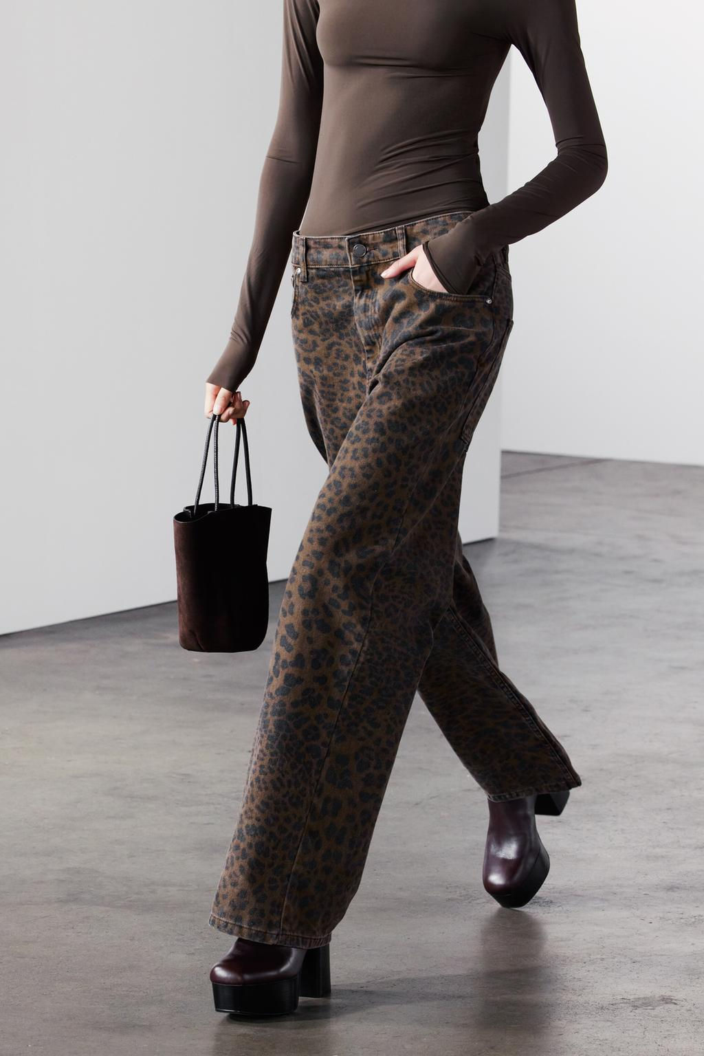 ZW COLLECTION ANIMAL PRINT RELAXED LOW-RISE JEANS - Zara фото 2