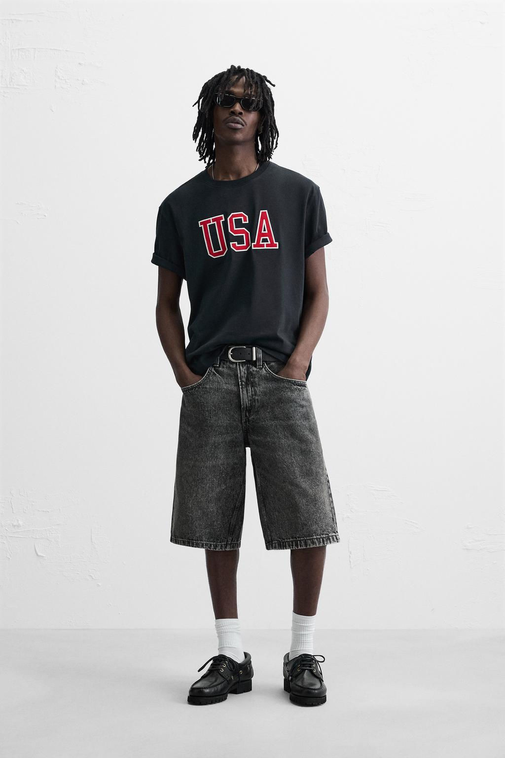 BASIC BAGGY FIT DENIM BERMUDA - Zara фото 31