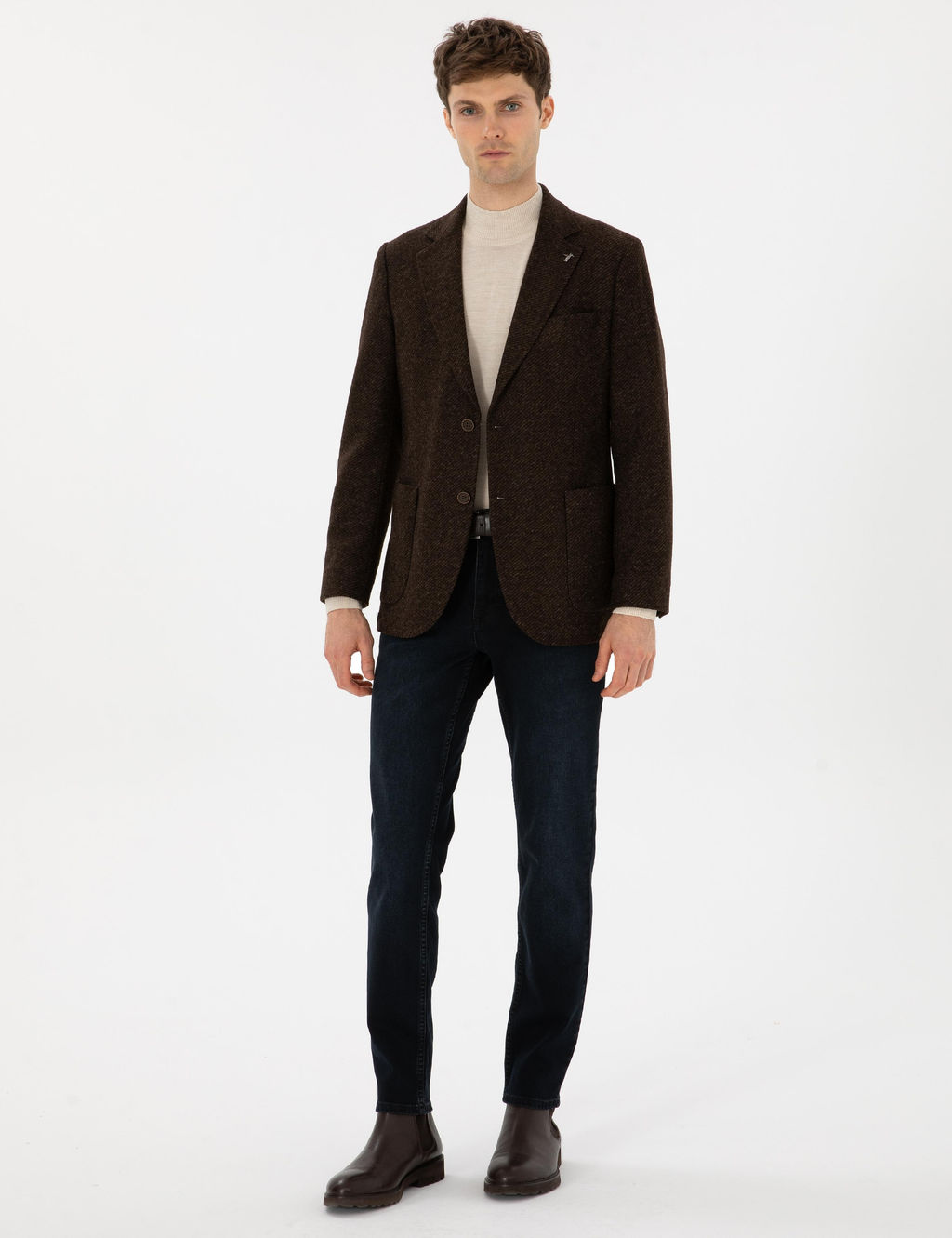 Kahverengi Slim Fit Y_n Kar___ml_ Flanel G_r_n_ml_ Ceket - Cacharel фото 4