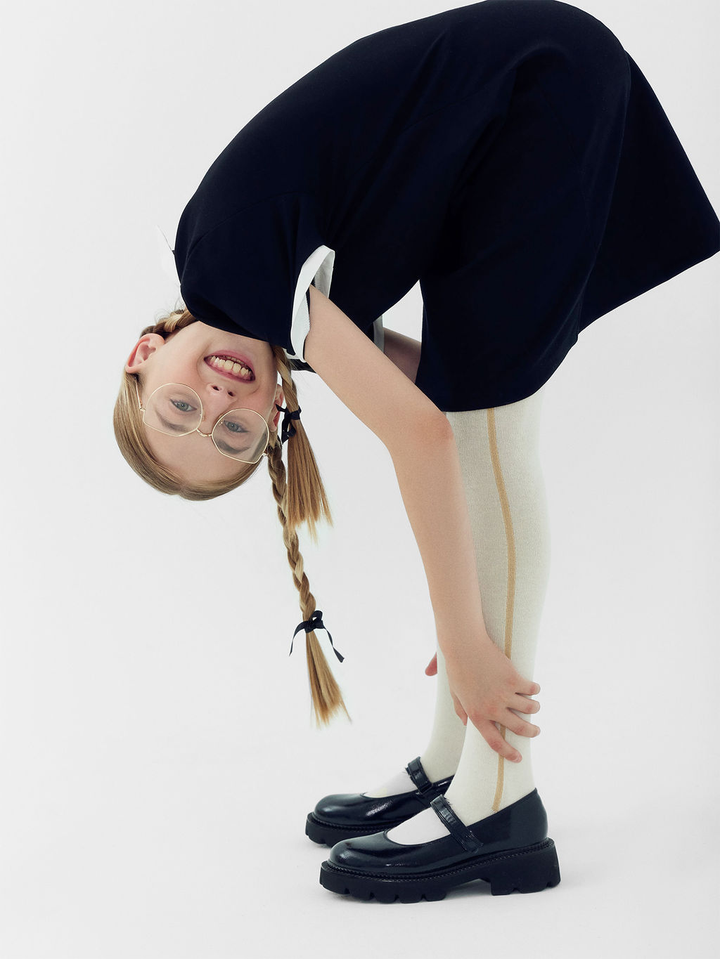 Цена за 3 пары! Колготки детские молочно-бежевые с рисунком в виде лампаса - Mark formelle фото 3