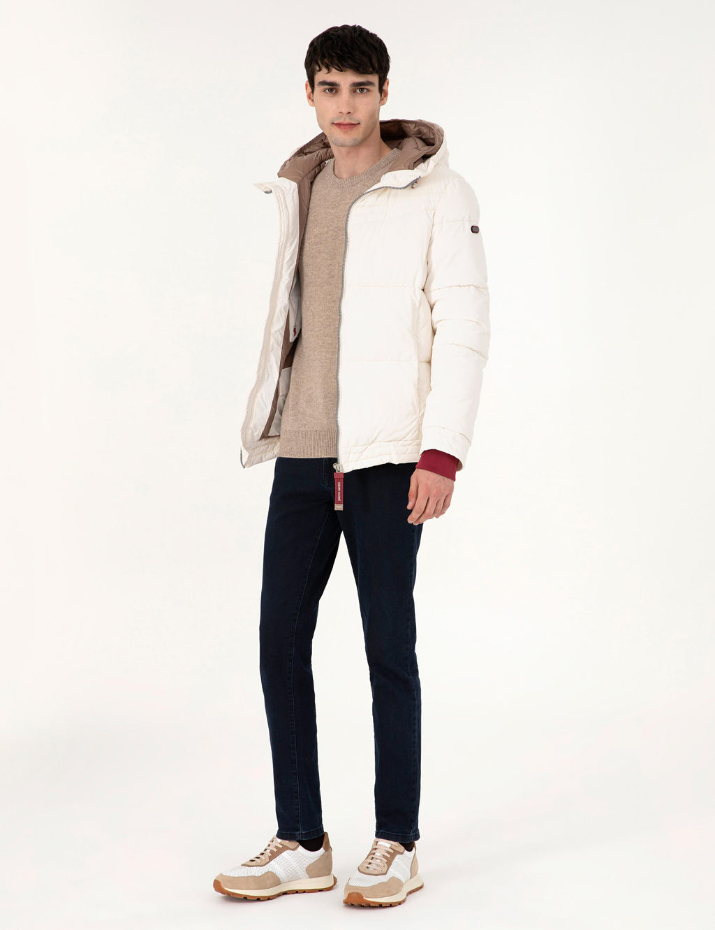 Ekru Kap__onlu Dolgulu Mont