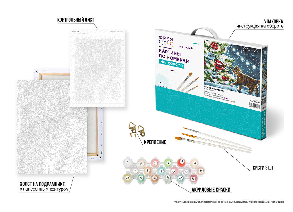 ФРЕЯ PNB/PM-067 Набор для раскрашивания по номерам 40 х 30 см Пушистый подарок