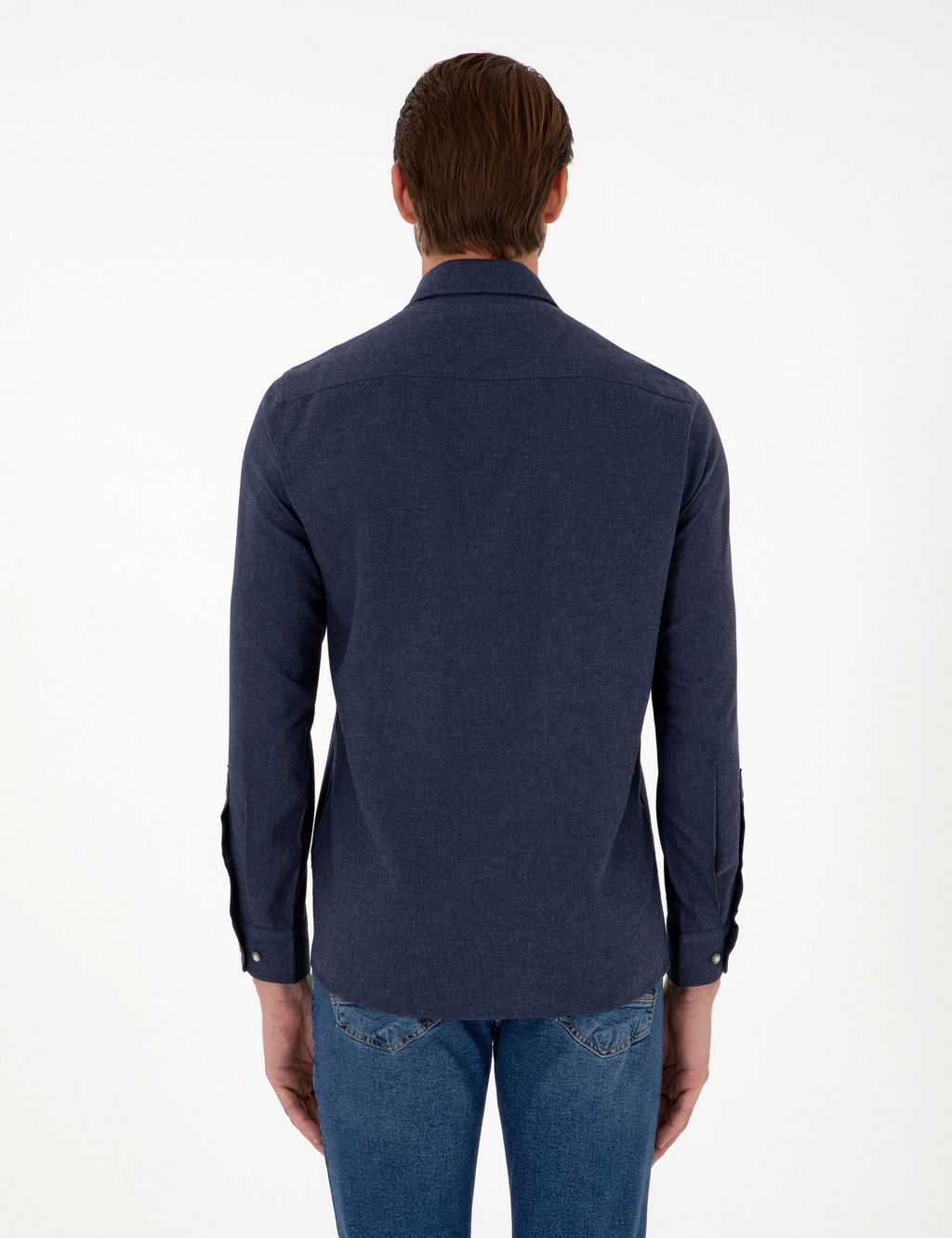 Lacivert Slim Fit Uzun Kollu G_mlek