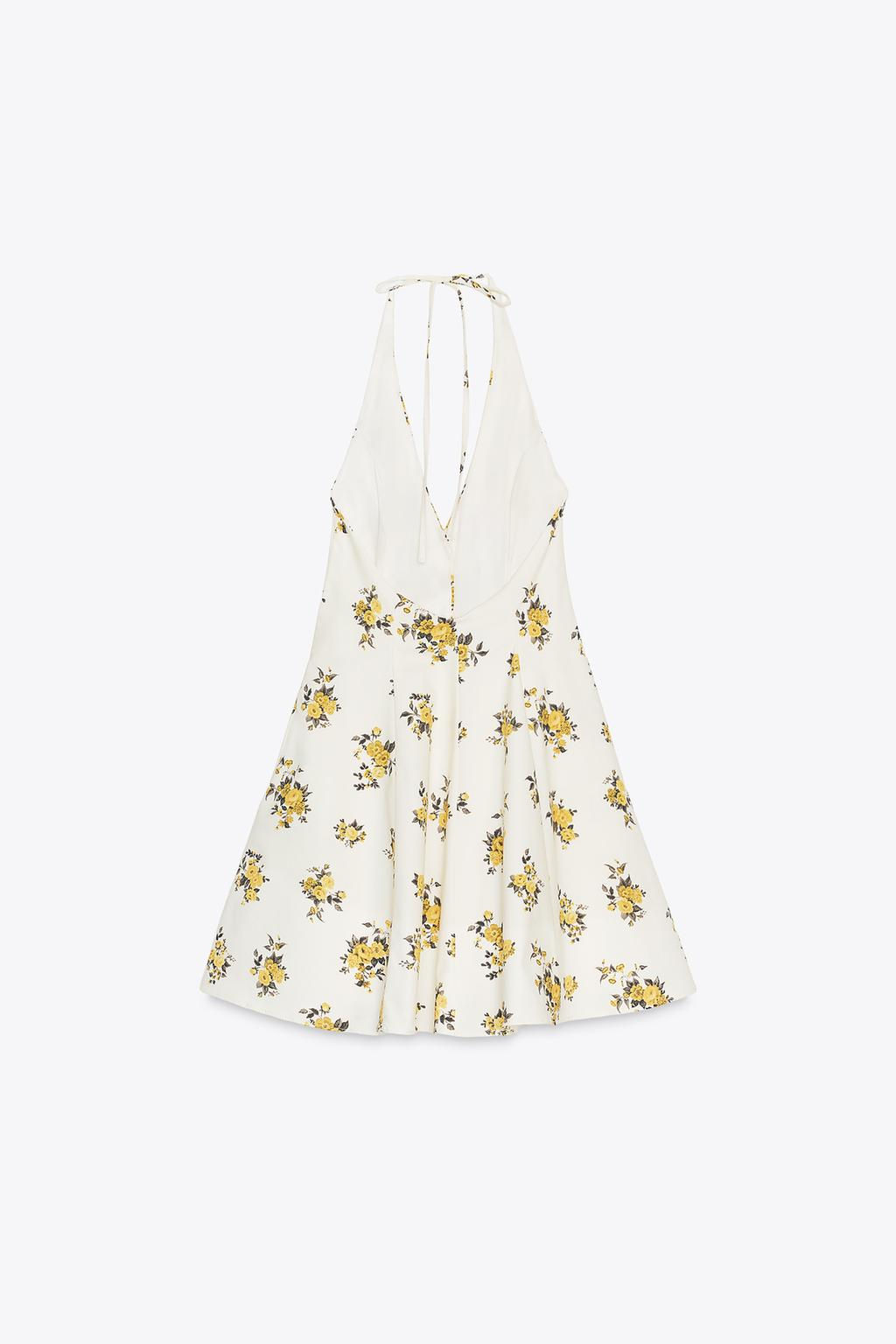 FLORAL PRINT HALTER MINI DRESS - Zara фото 6