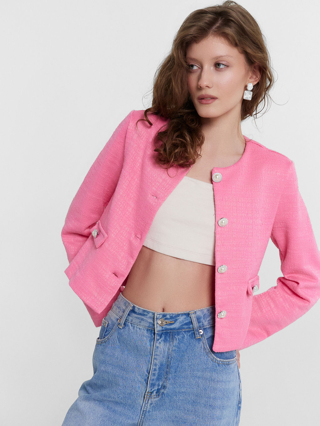 Жакет женский розовый розовый твид 172115