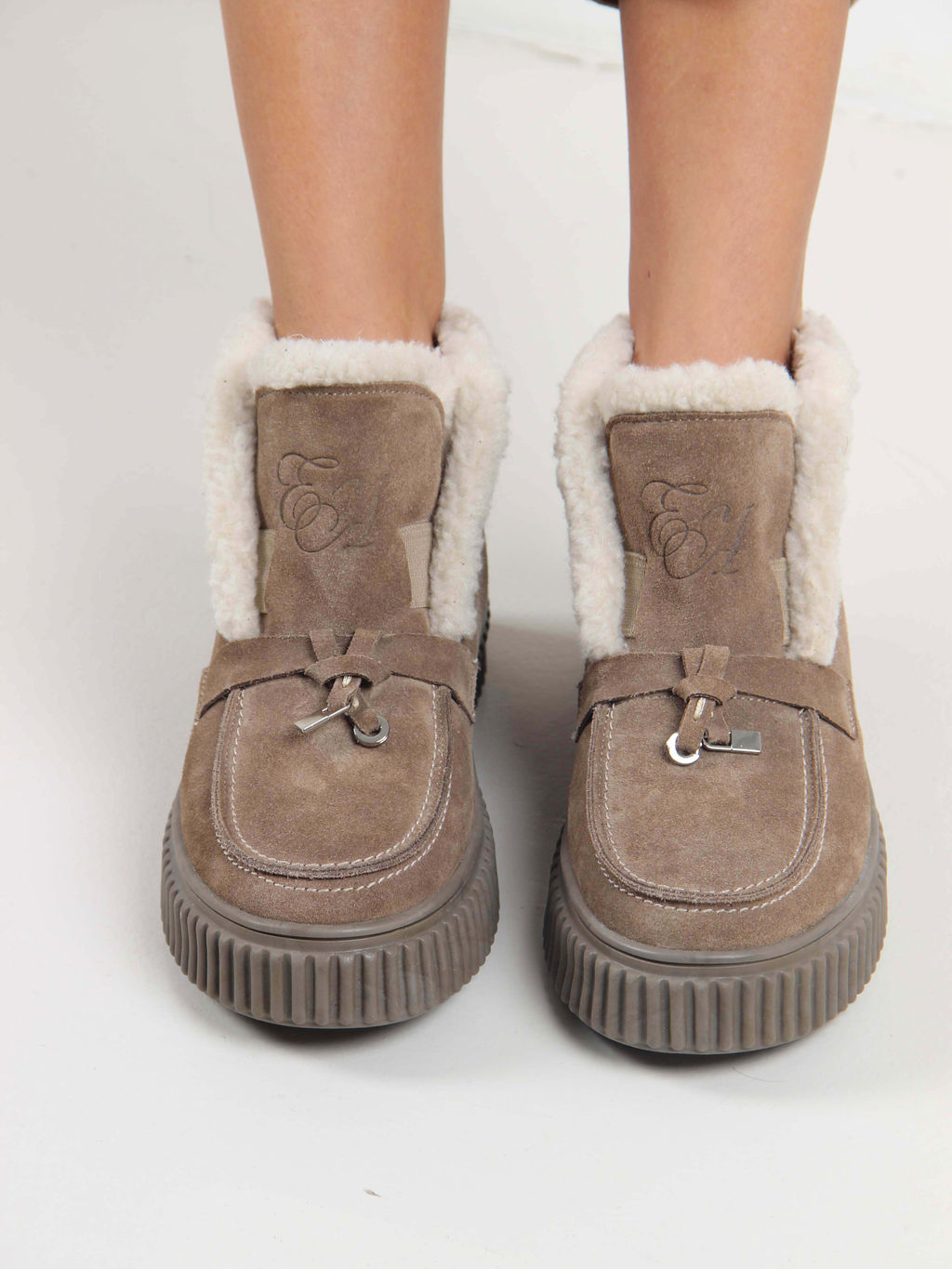 Ботинки 307.от11br. коричневый капучино замша/Шерсть