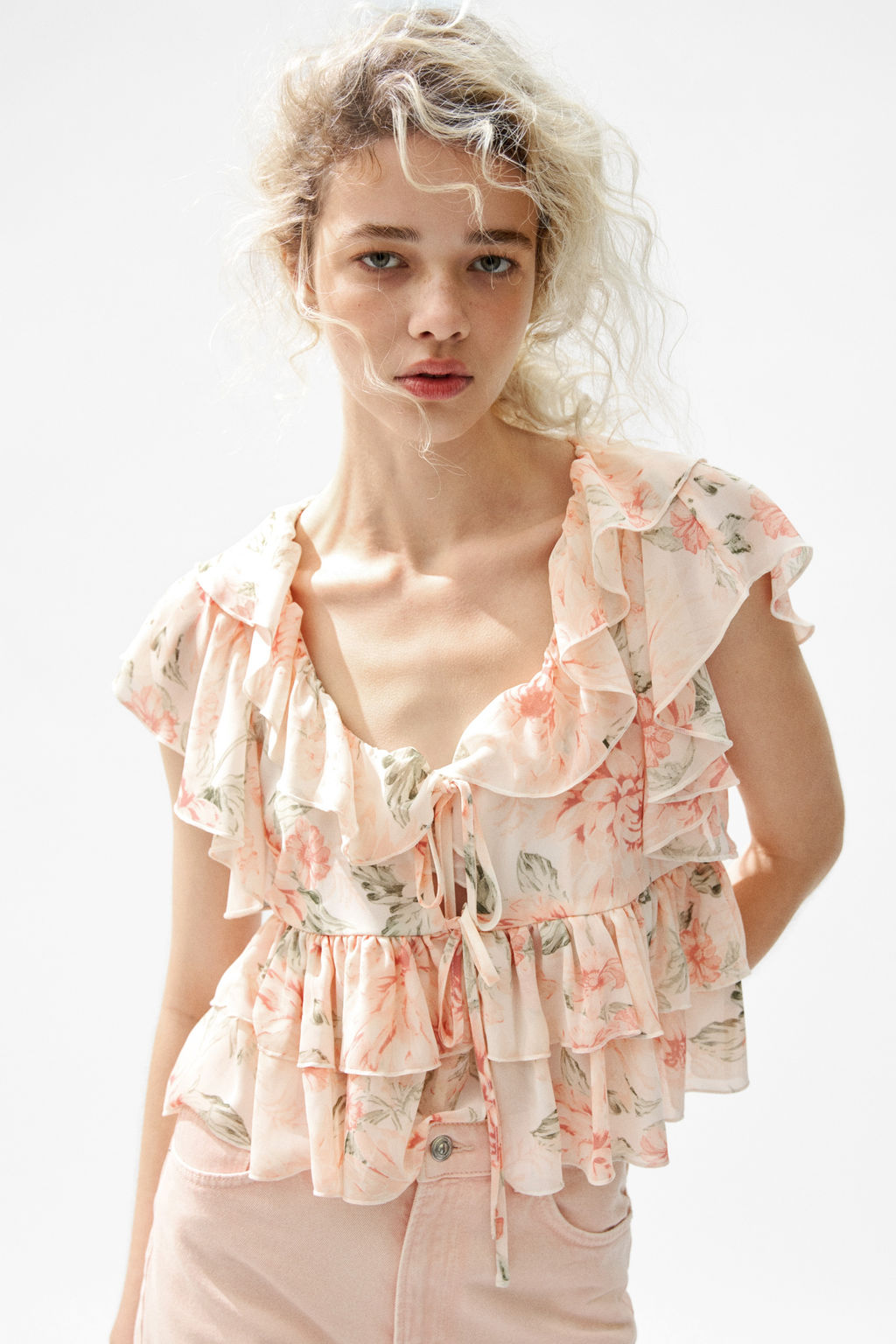 Flounced tie-front blouse - H&m фото 7