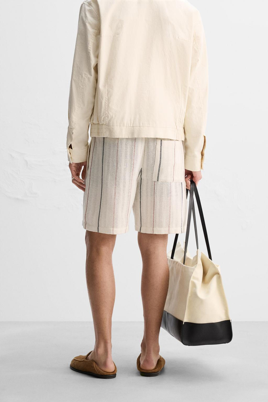 STRIPED TEXTURED BERMUDA SHORTS - Zara фото 3
