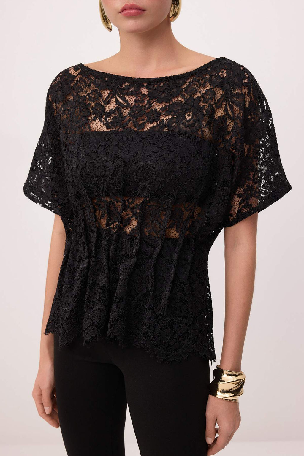 Siyah Astars?z Bel Detayl? Dantel Party Bluz TPRSS26BZ00077 - Trendyolmilla фото 3