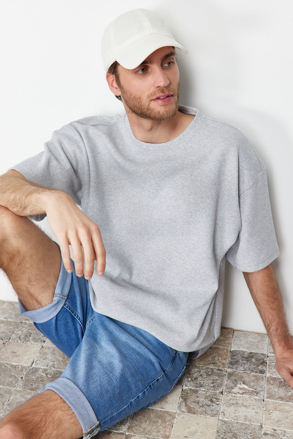 TRENDYOL MAN Basic Bordo Oversize/Genis Kesim Dokulu Waffle K?sa Kol T-Shirt TMNSS22TS00049 - Trendyolmilla фото 4