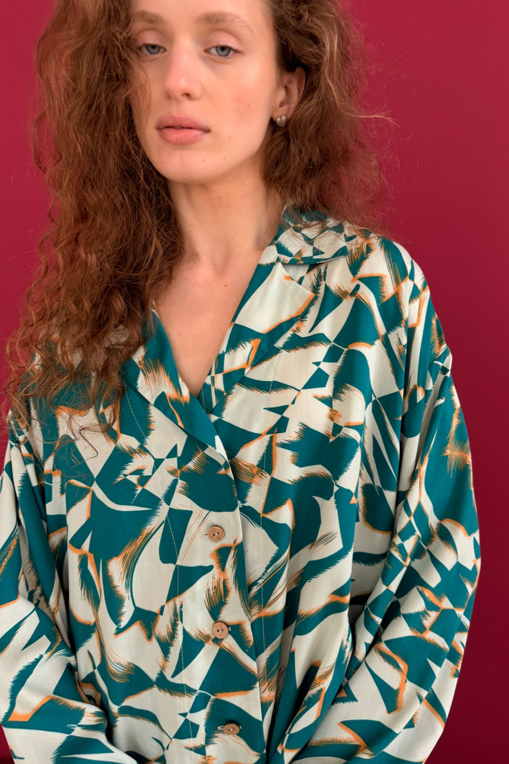 Блузка СЕТ113/01/Белый, зеленый - M&G all natural фото 5