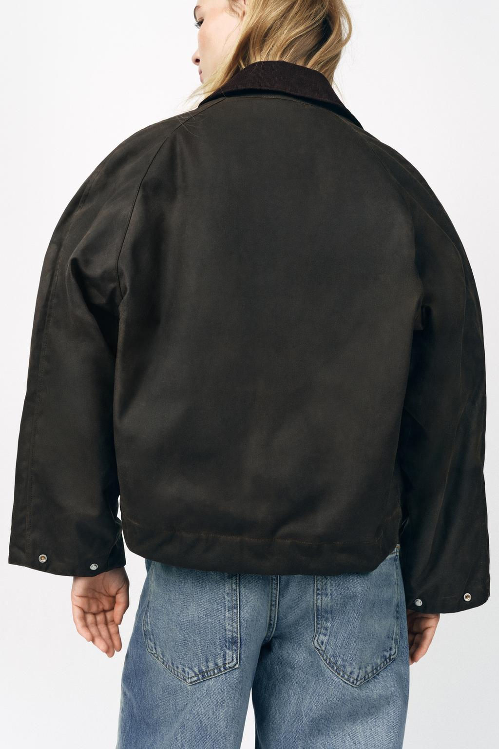 WAXED JACKET WITH CORDUROY COLLAR ZW COLLECTION - Zara фото 11