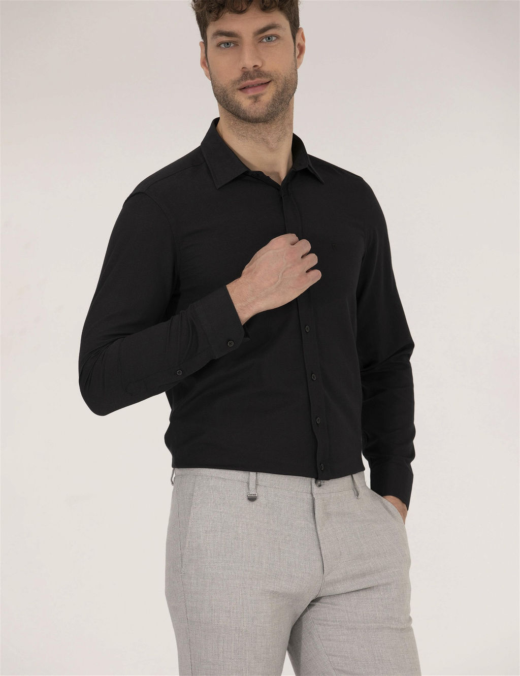 Siyah Slim Fit Oxford G_mlek - Pierre cardin фото 2
