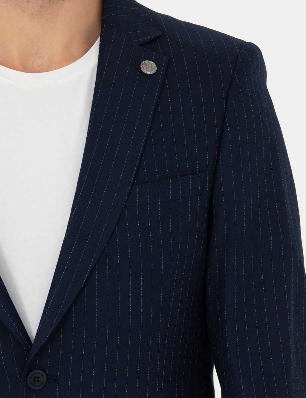 Lacivert Ex. Slim Fit _izgili Tak_m Elbise