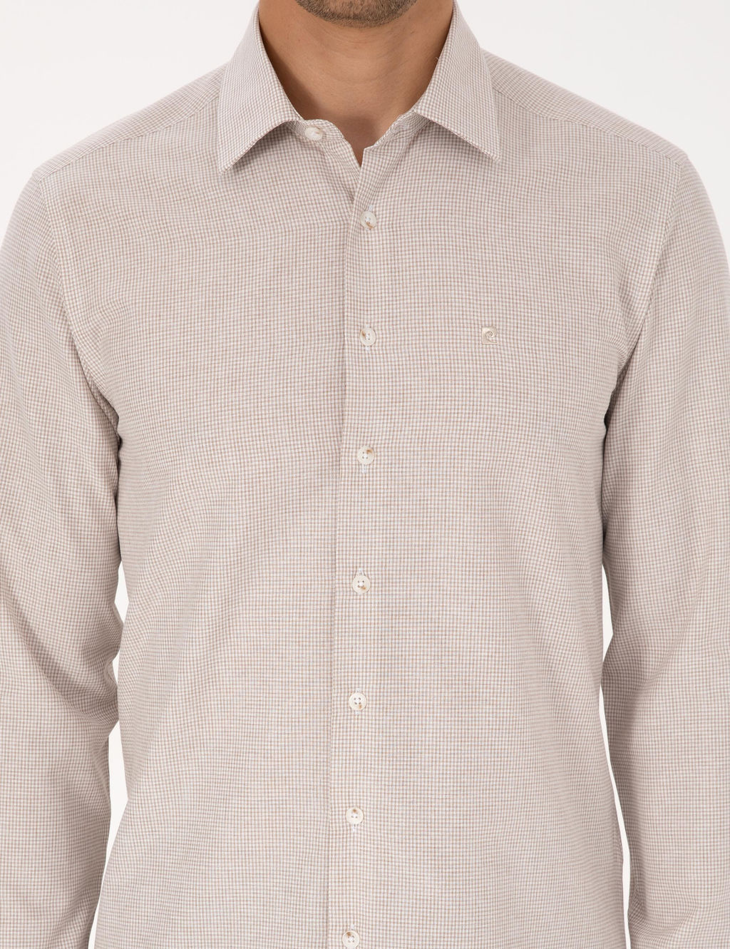 Bej Slim Fit Uzun Kollu G_mlek