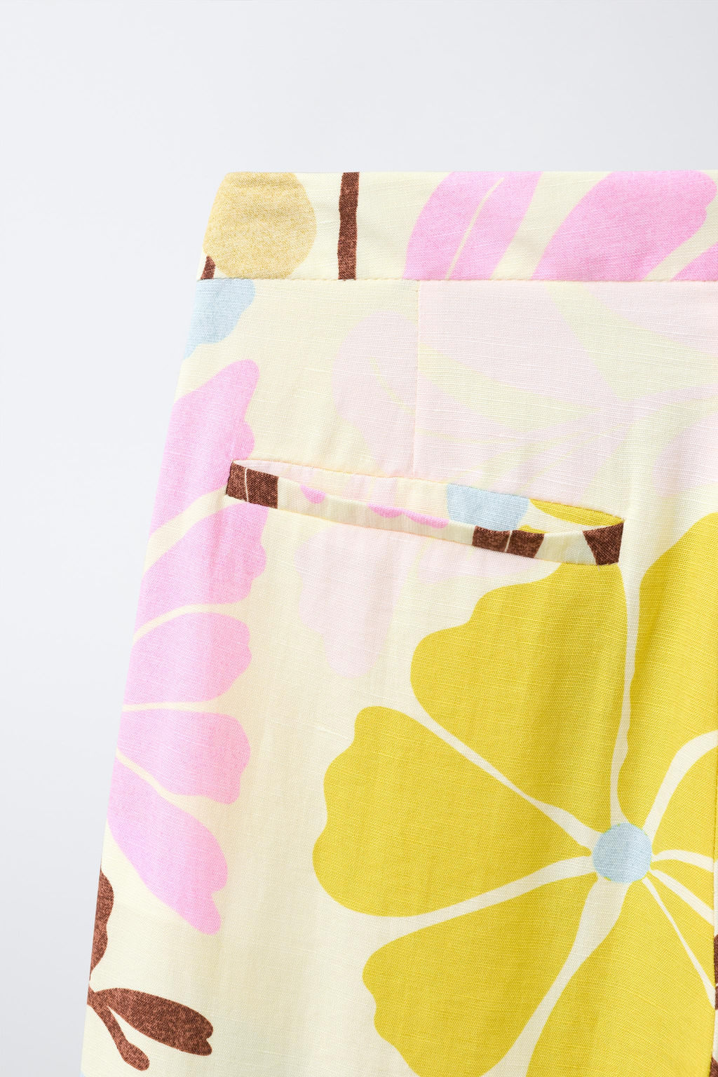 PANTAL?N ESTAMPADO FLORES CON LINO / Crudo - Zara фото 4