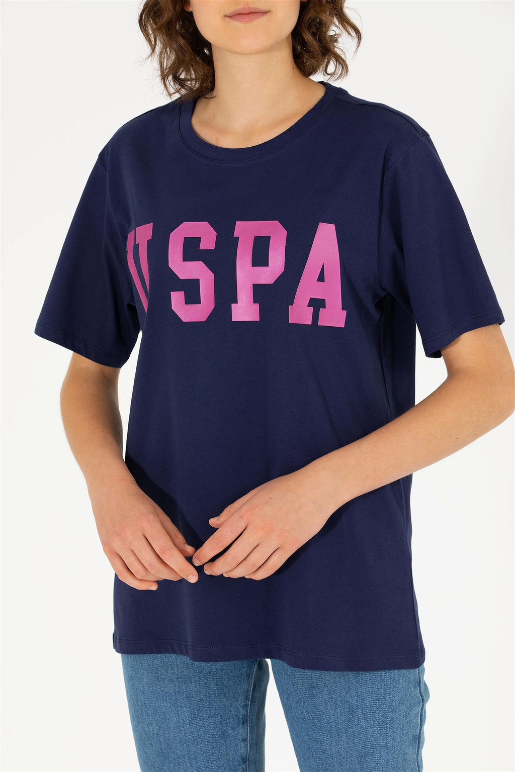 Женская базовая футболка темно-синего цвета с круглым вырезом Неожиданная скидка в корзине - U.s. polo assn фото 6