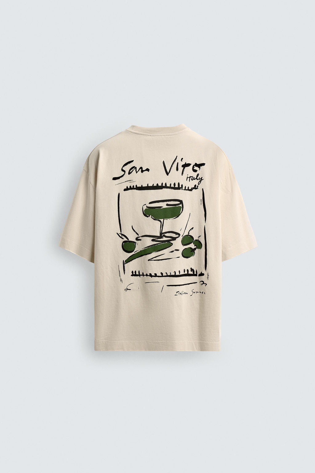 CAMISETA TEXTOS ESTAMPADOS / Crudo / Beige