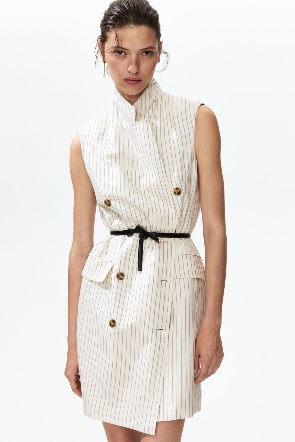 Vestido blazer en mezcla de lino - H&m фото 3