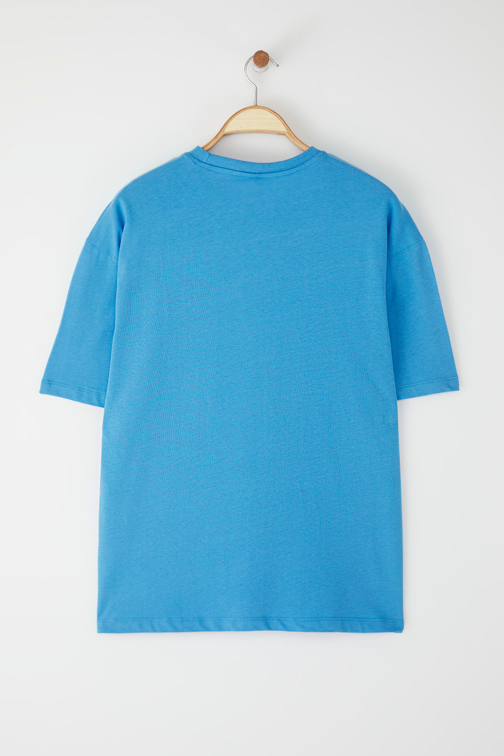 Koyu Mavi Oversize/Genis Kesim %100 T-Shirt TMNSS22TS0318