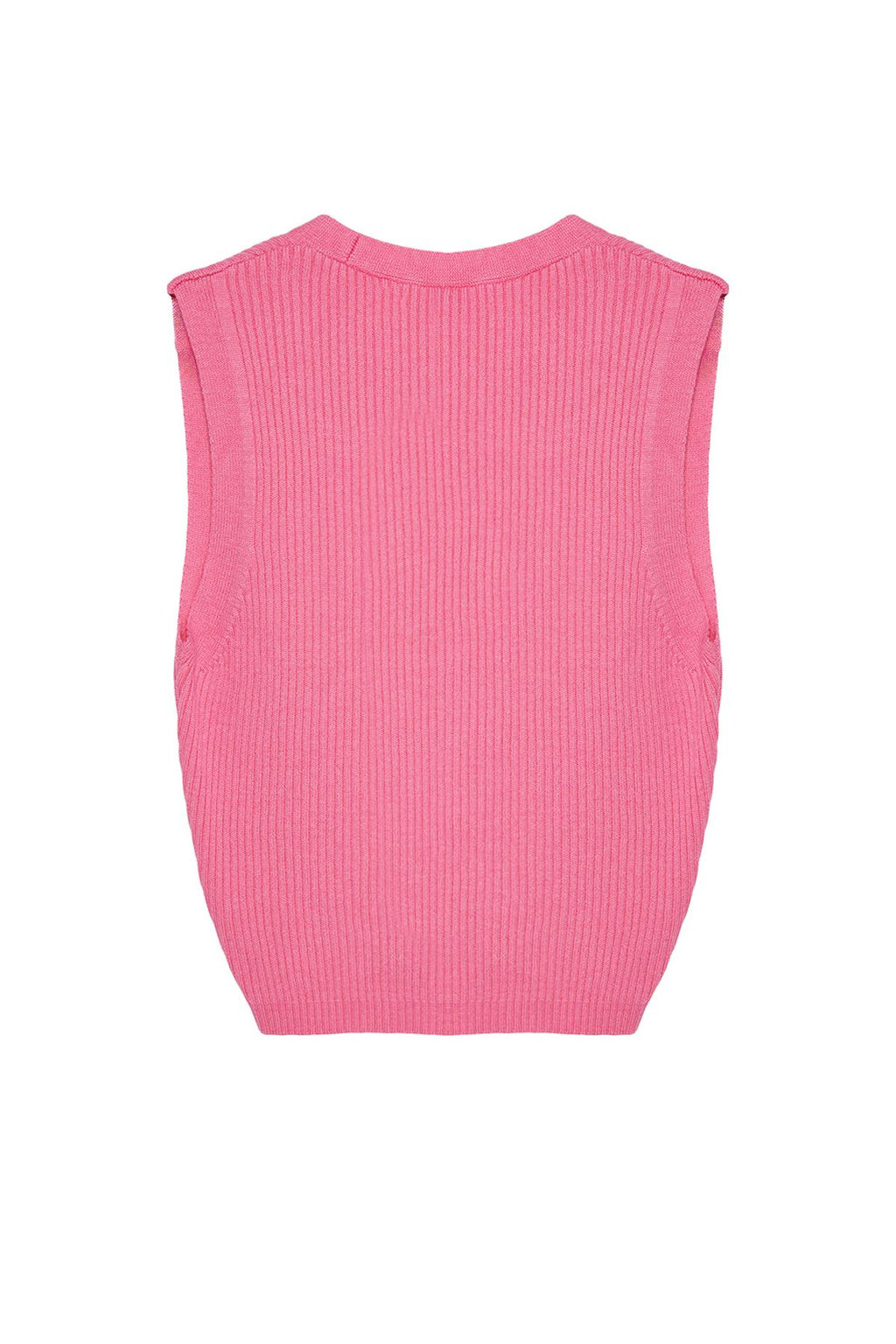 Pembe Premium Iplik / Ozel Iplik Crop Triko Yelek TWOSS24BZ00258