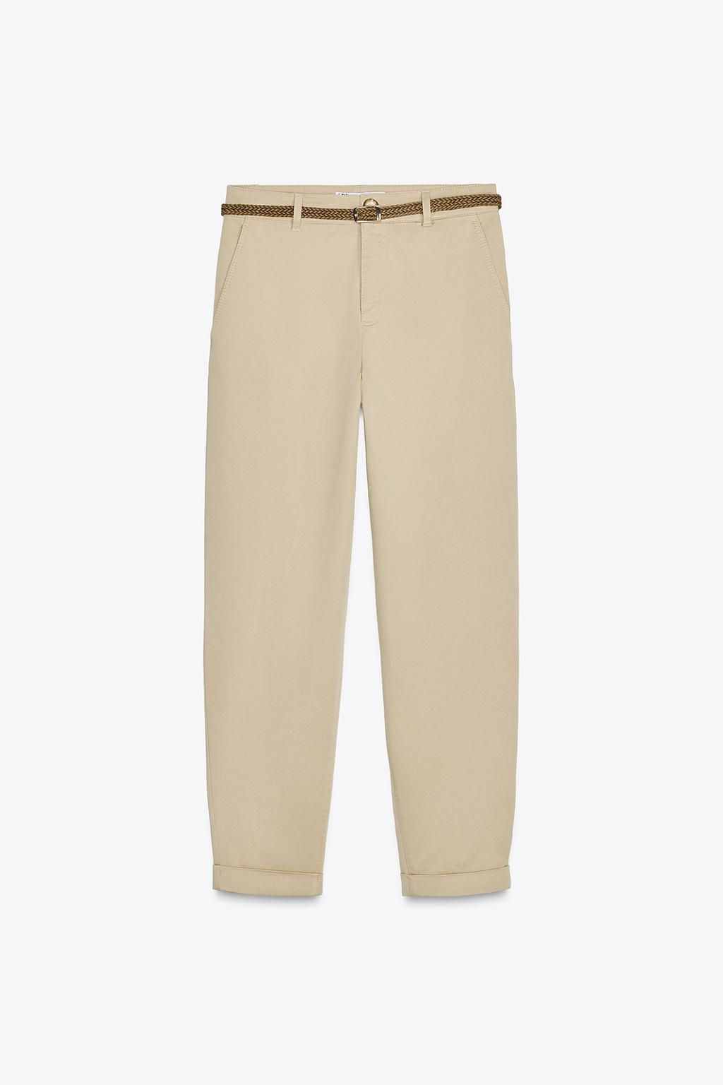 CHINO TROUSERS WITH BRAIDED BELT - Zara фото 13