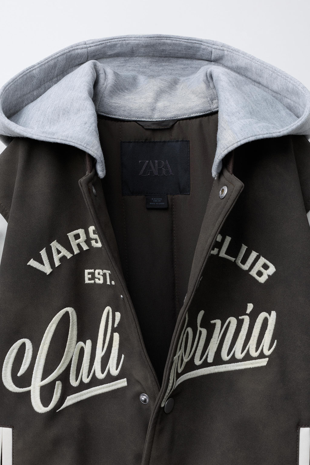 BOMBER JACKET WITH HOODIE AND FAUX LEATHER SLEEVES - Zara фото 8