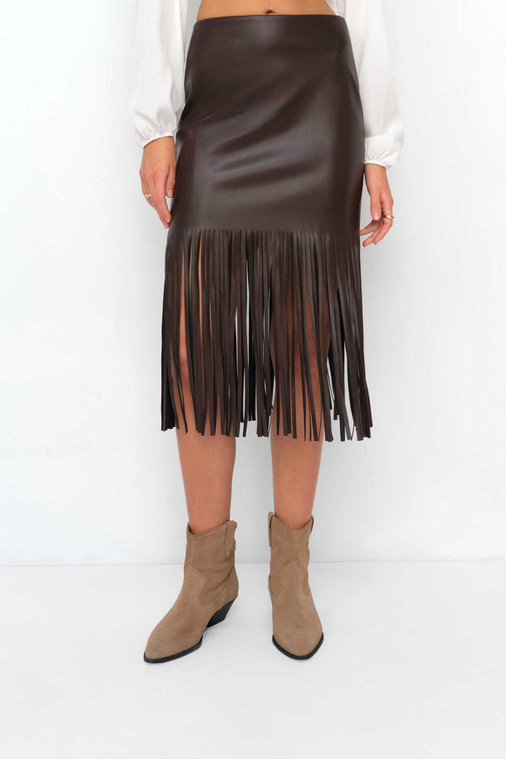 Юбка из экокожи с бахромой - Mollis фото 2