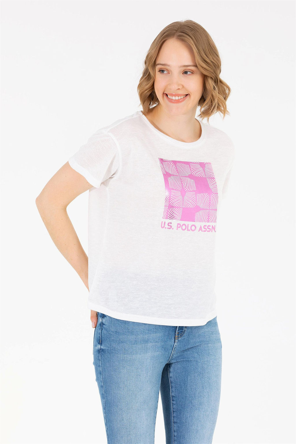 U. S. Polo Assn Женская футболка цвета экрю с круглым вырезом - U.s. polo assn фото 8