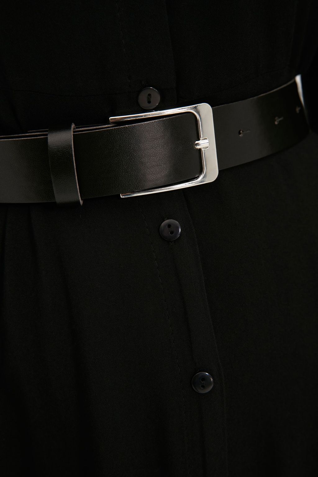 TRENDYOLMILLA Siyah Kemerli Midi Dokuma Gomlek Elbise TWOAW21EL1428  фото 10