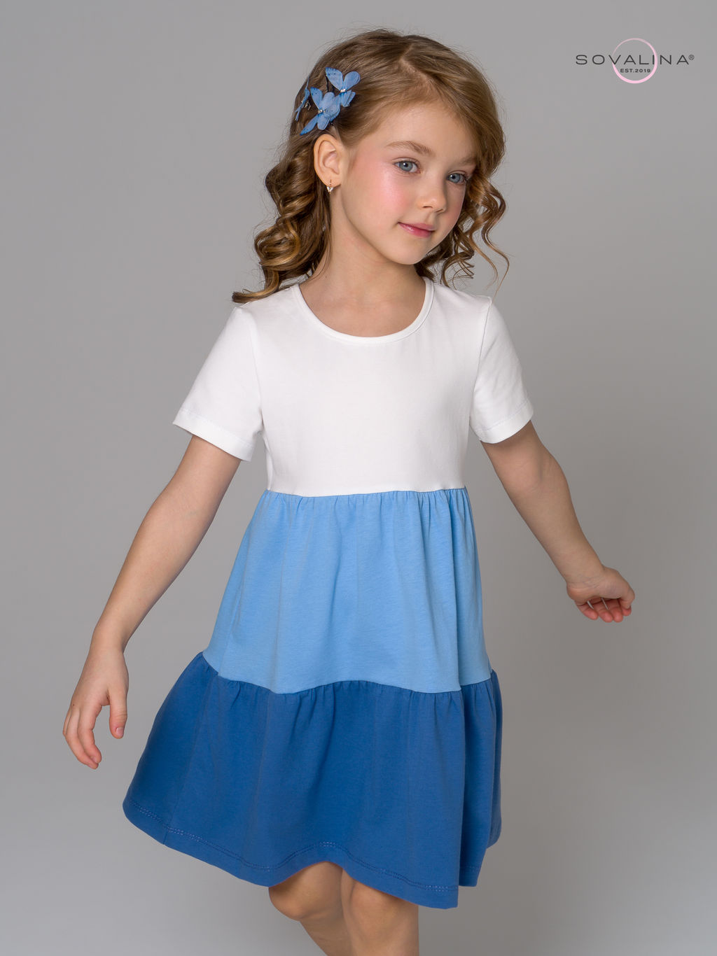 Платье Тия тофу-голубой-синий - Sovalina фото 11