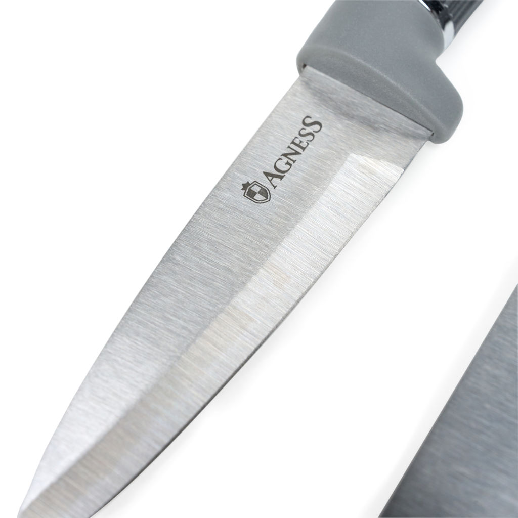 НАБОР AGNESS ИЗ 10ПР: 5 НОЖЕЙ, 4 ДОСКИ И ПОДСТАВКА, ЦВЕТ: ЧЕРНО-СЕРЫЙ  фото 3