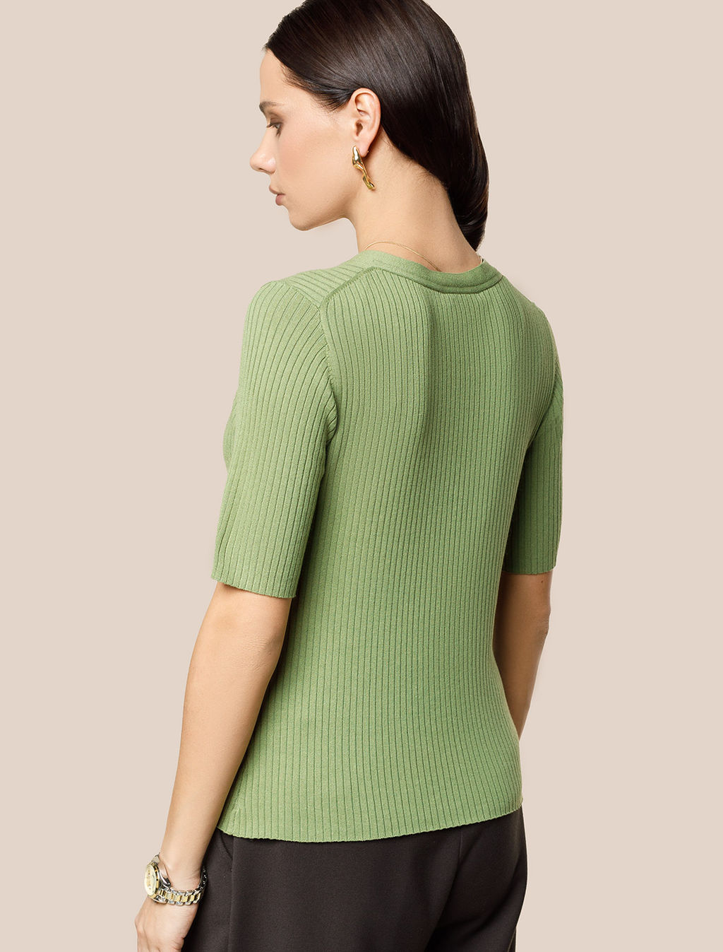 Джемпер Vilatte из вискозы с нейлоном зелёный  фото 4