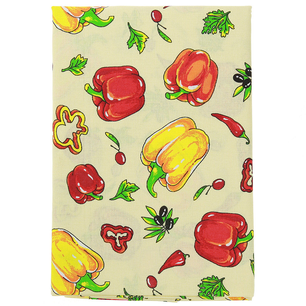 Скатерть 150х145см Перцы, вид 1, длина стола до 110см, на 4 персоны, рогожка (хлопок 100%) 171г/м2, упаковка классическая, пакет ПВХ 28х41см, Домашняя мода (Россия)  фото 3