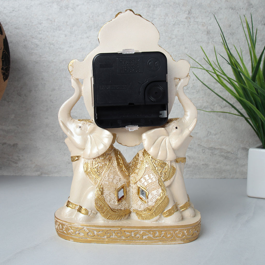Часы статуэтка Слоны 18 см / 7153W /уп 48/белый - ГалеонТрейд фото 3