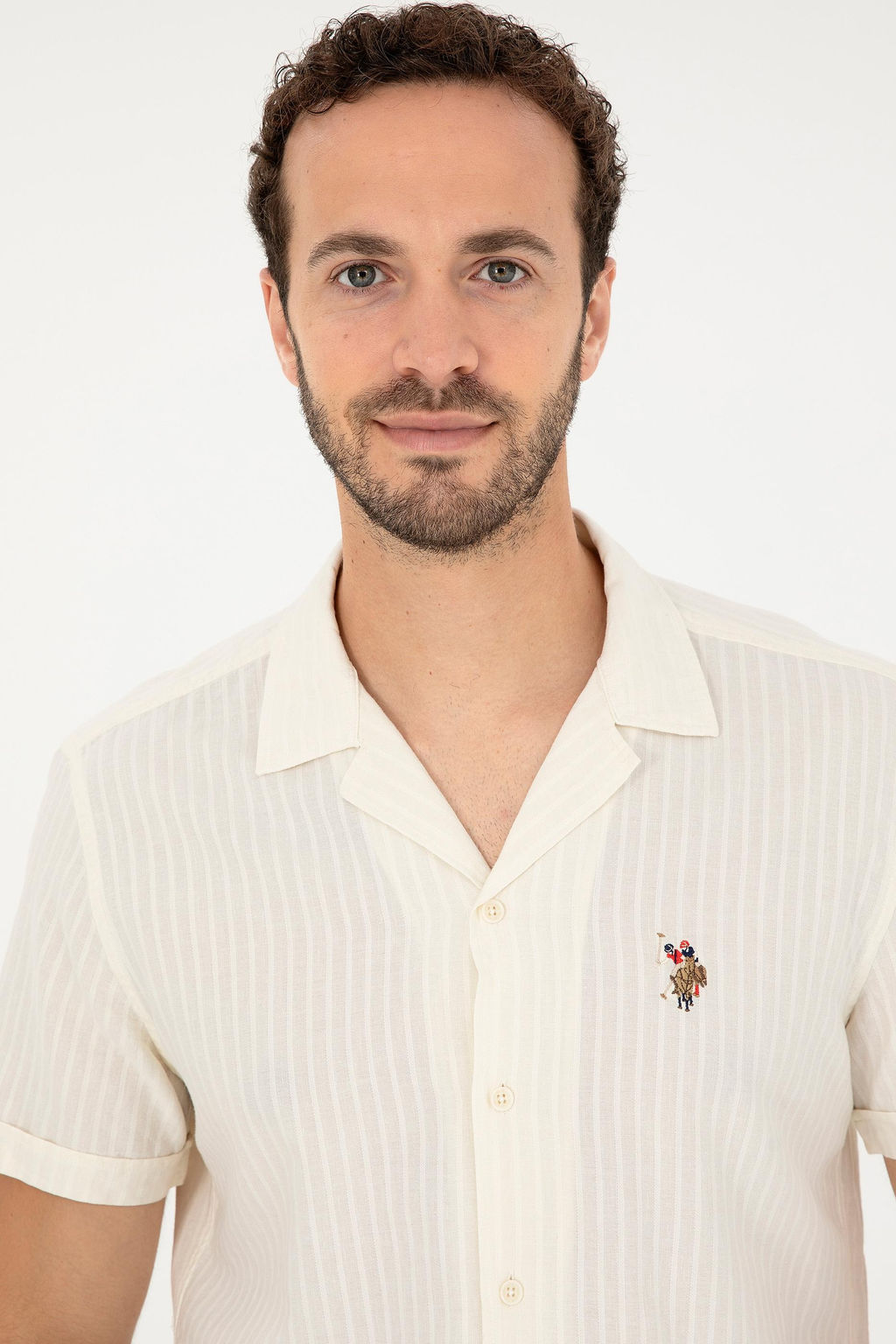 U. S. Polo Assn / Мужская рубашка с коротким рукавом цвета экрю - U.s. polo assn фото 2